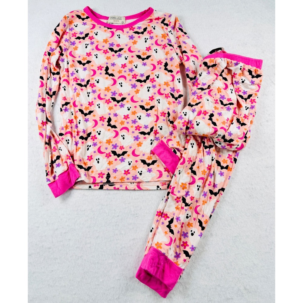 Pink Lily Kids Halloween Ghost Bat Bamboo Pajama Set Pink Girls Size
7/8